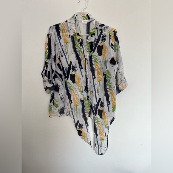 Grenier Abstract Print Tie-Front Blouse size XS - Picture 4 of 6